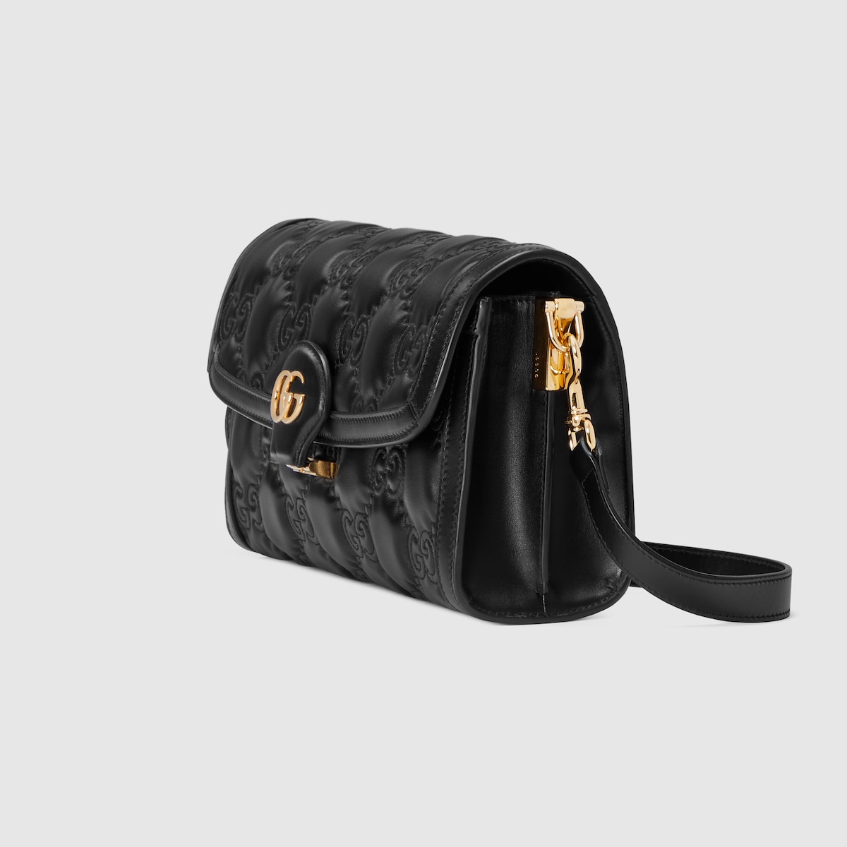 Kleine GG Matelassé Schultertasche in schwarzes Leder | GUCCI® DE 