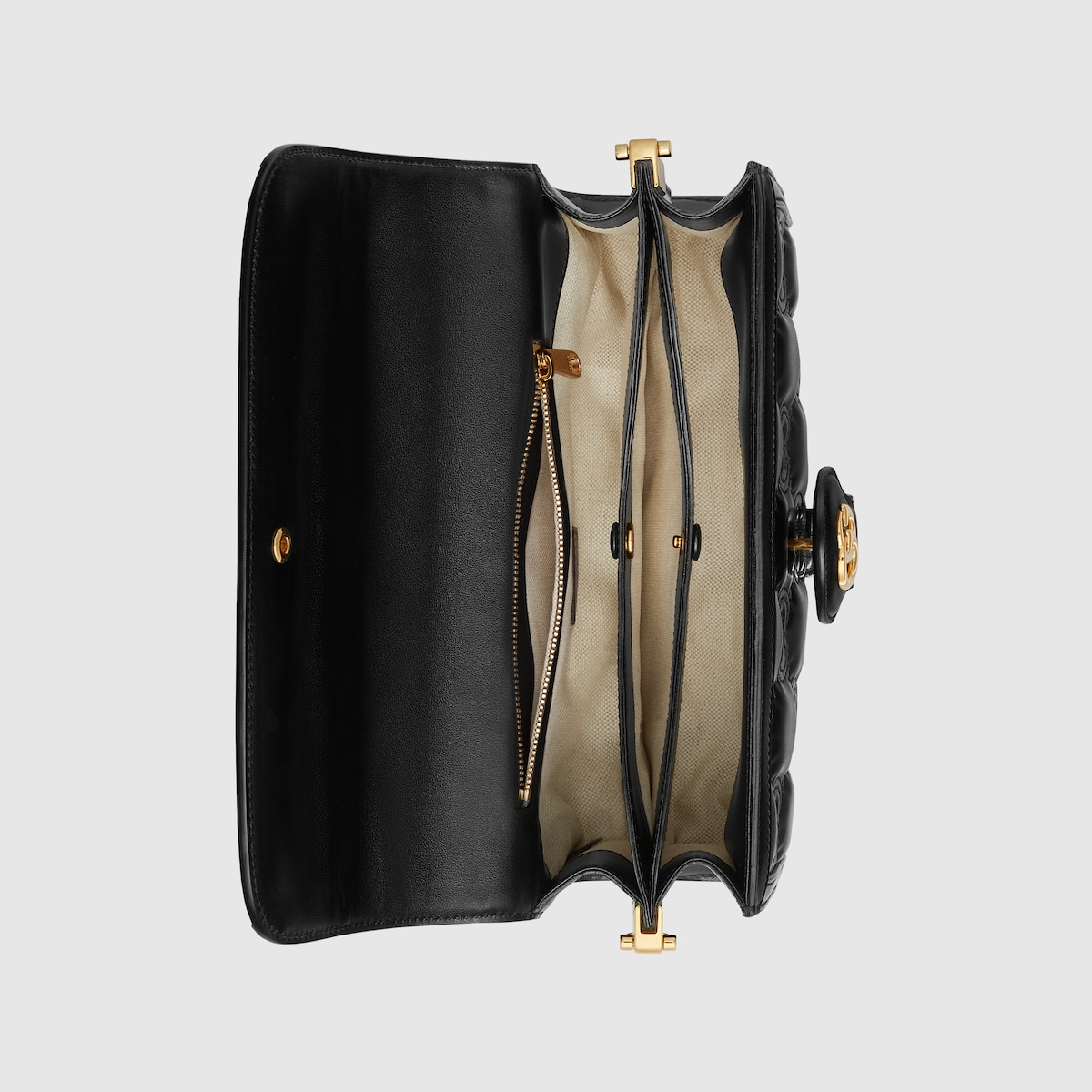 Kleine GG Matelassé Schultertasche in schwarzes Leder | GUCCI® DE 