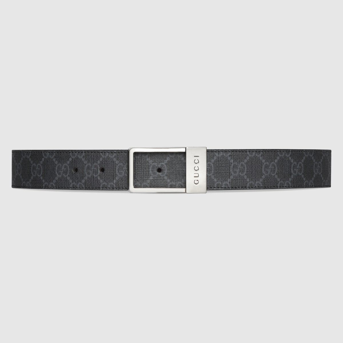 レクタングル バックル GGベルトブラック レザー | GUCCI公式