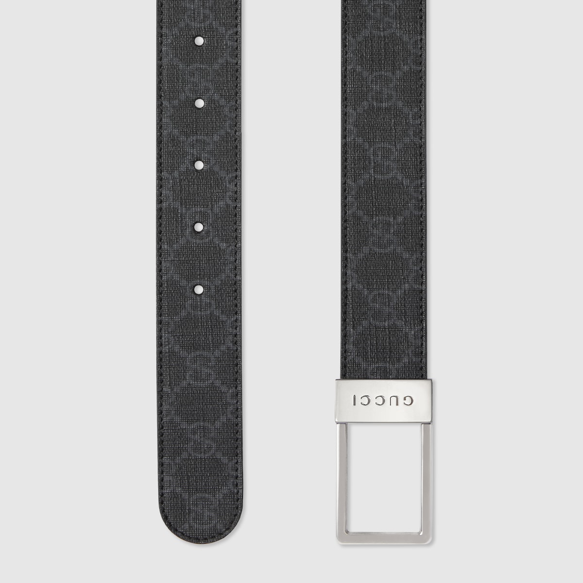 GG belt with rectangular buckle in black GG Supreme - thumbnail 4