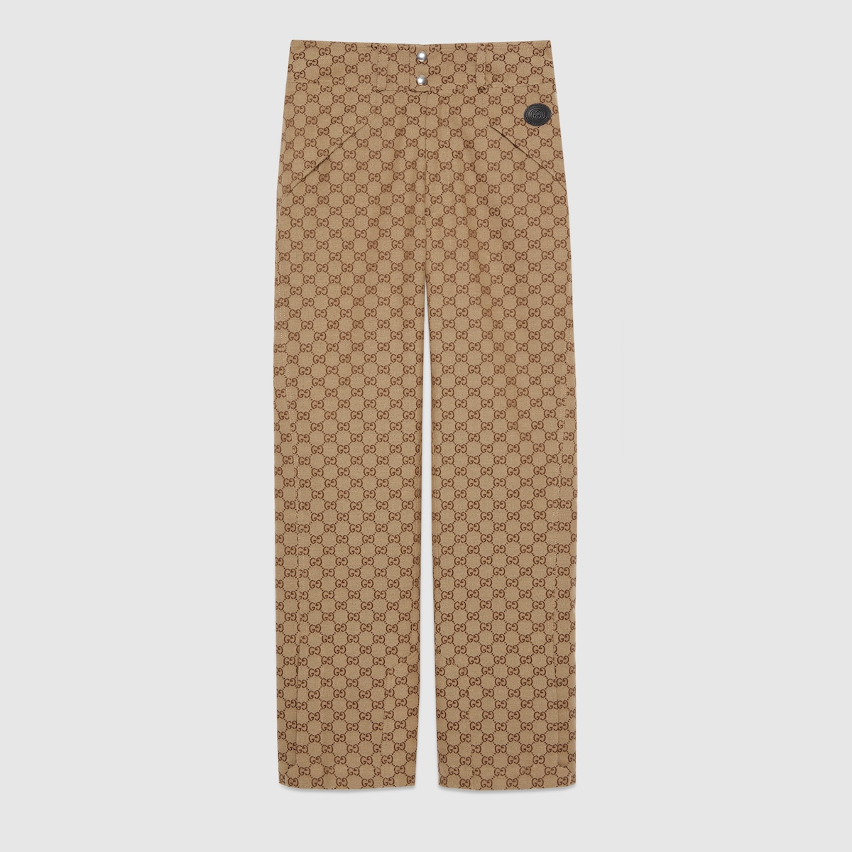 Pantalon en toile de coton GG en camel et marron GUCCI FR