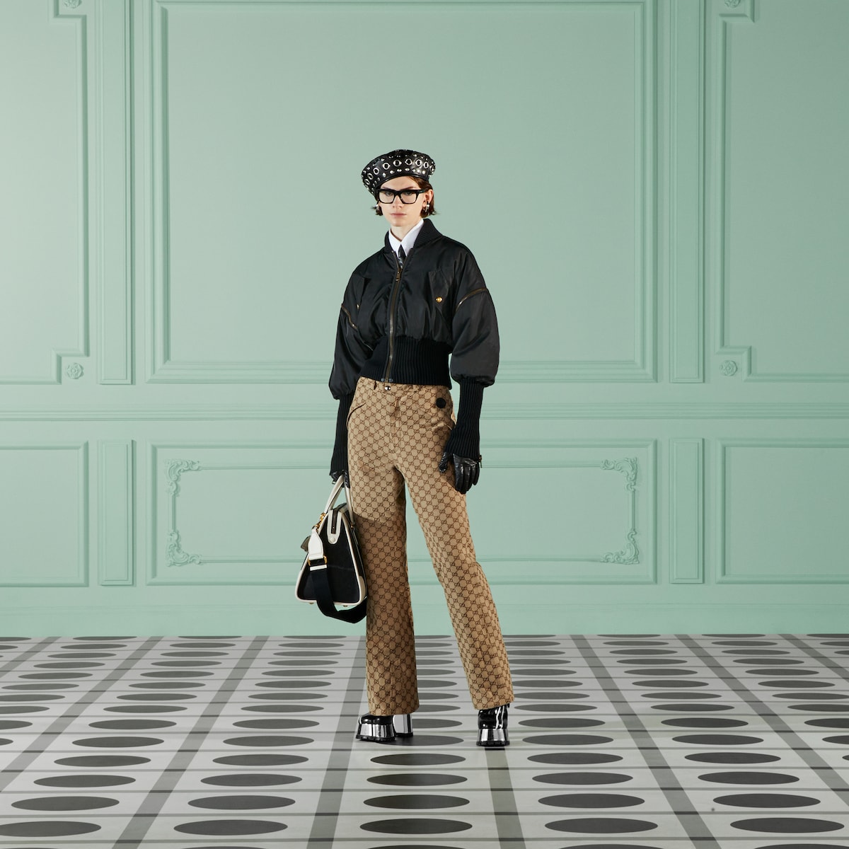 GG cotton canvas pant in camel and brown | GUCCI® US