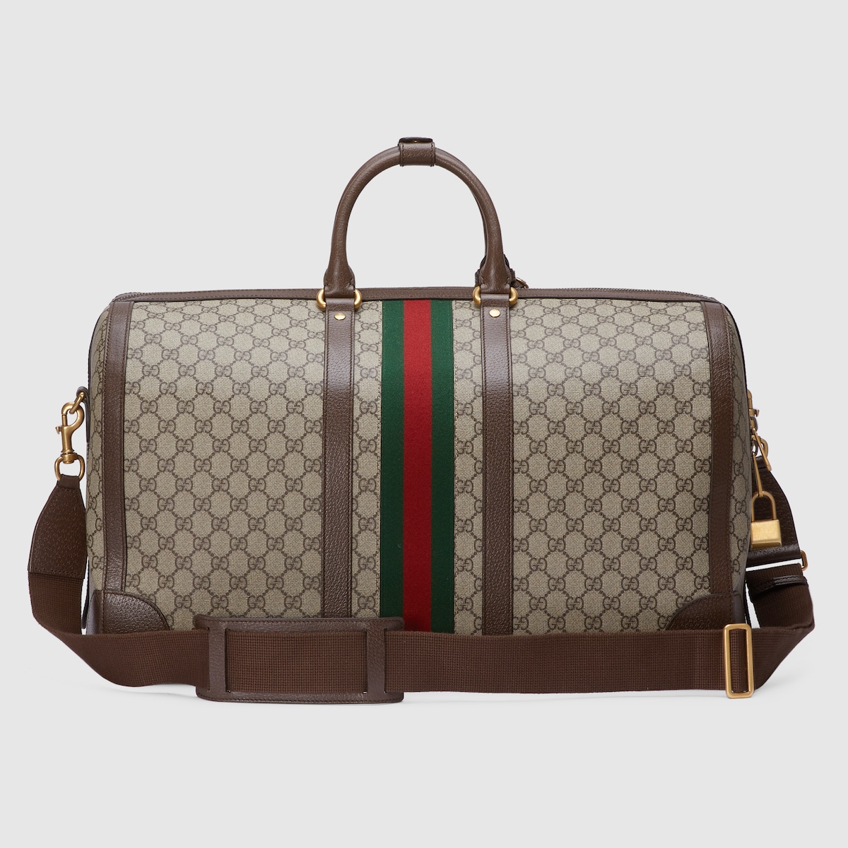 〔Gucci Savoy〕ラージ ダッフルバッグベージュ＆エボニー GG 