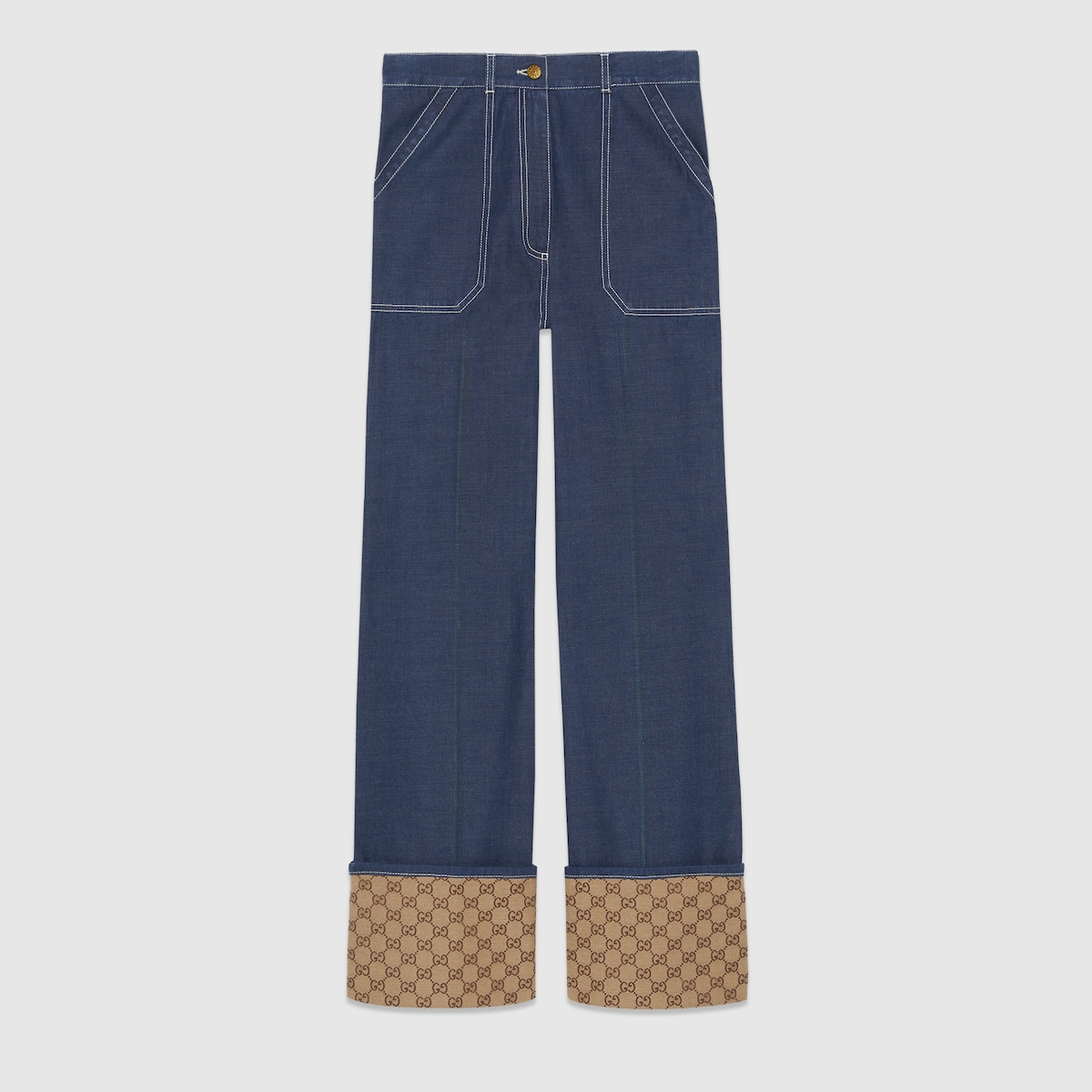 GG cuff denim pant in blue | GUCCI® US