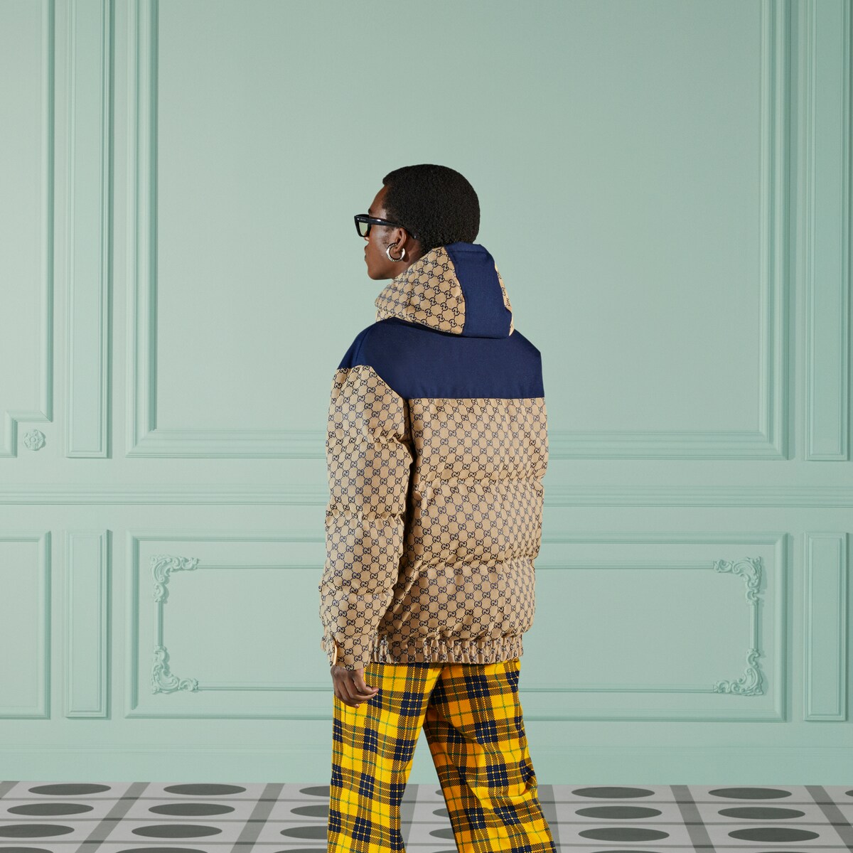 GG canvas goose down jacket in blue | GUCCI® US