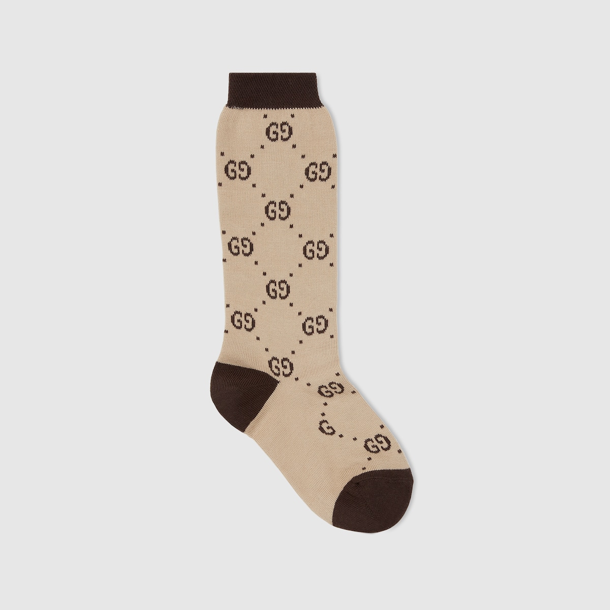 Children's cotton GG socks in beige and brown - thumbnail 2