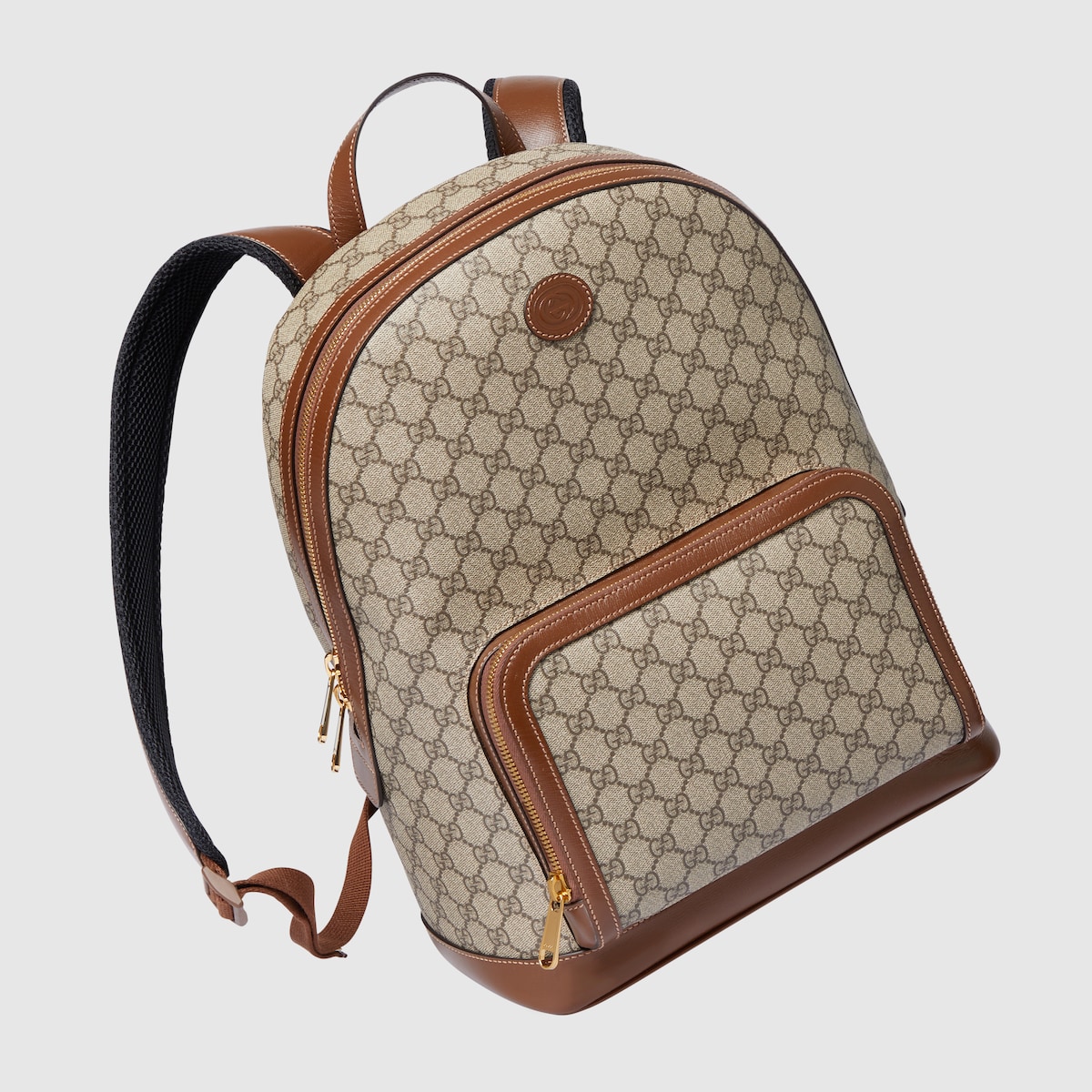 Medium backpack with Interlocking G in beige and ebony Supreme GUCCI UK