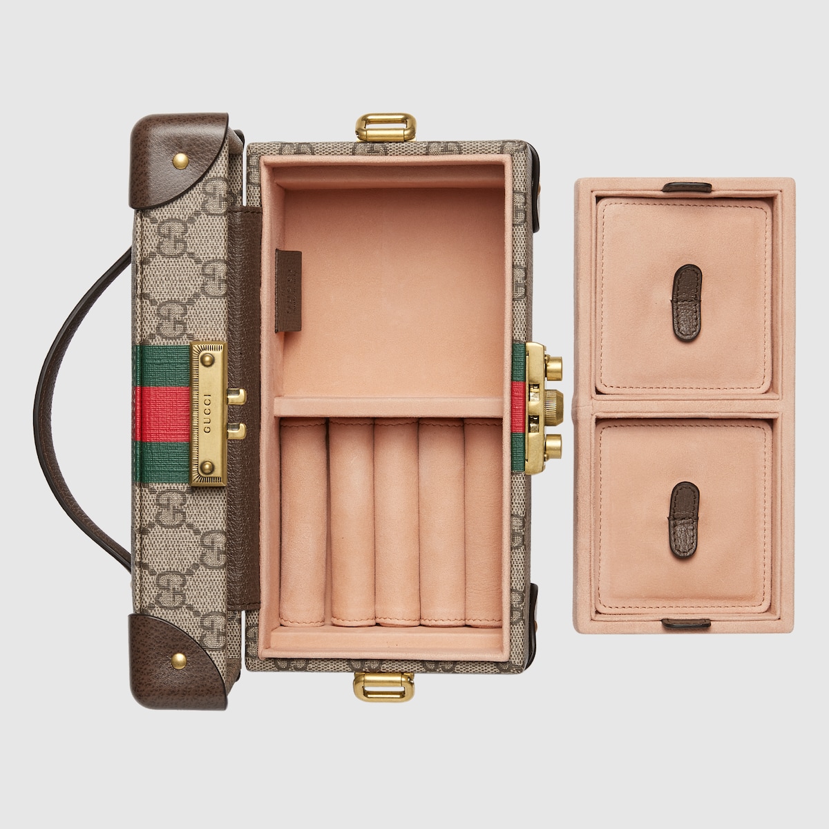gucci la cura del prodotto ジュエリーボックス　ケース Gucci Savoy small rigid jewelry box in beige and ebony