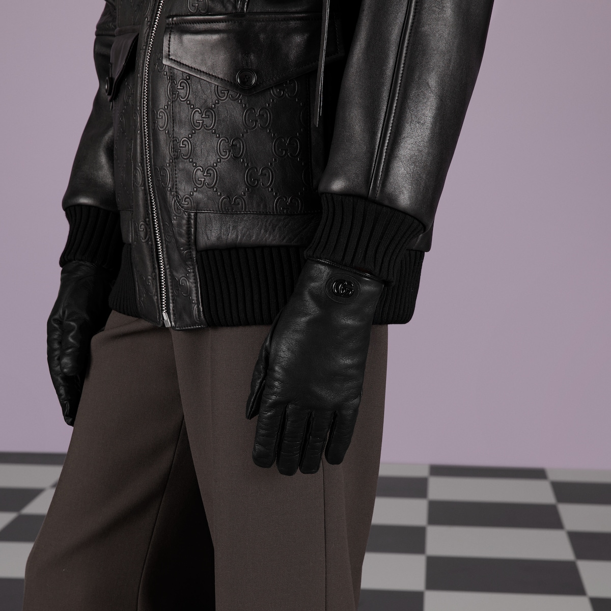 手袋 Gucci leather gloves with Double G Leather gloves with Double G in black | GUCCI® CA