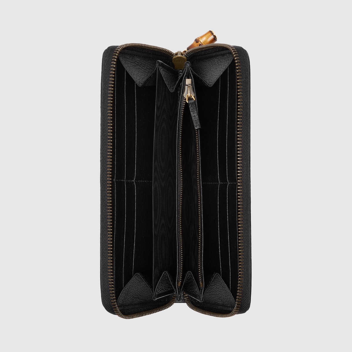 Zip around wallet with bamboo in black leather | GUCCI® US