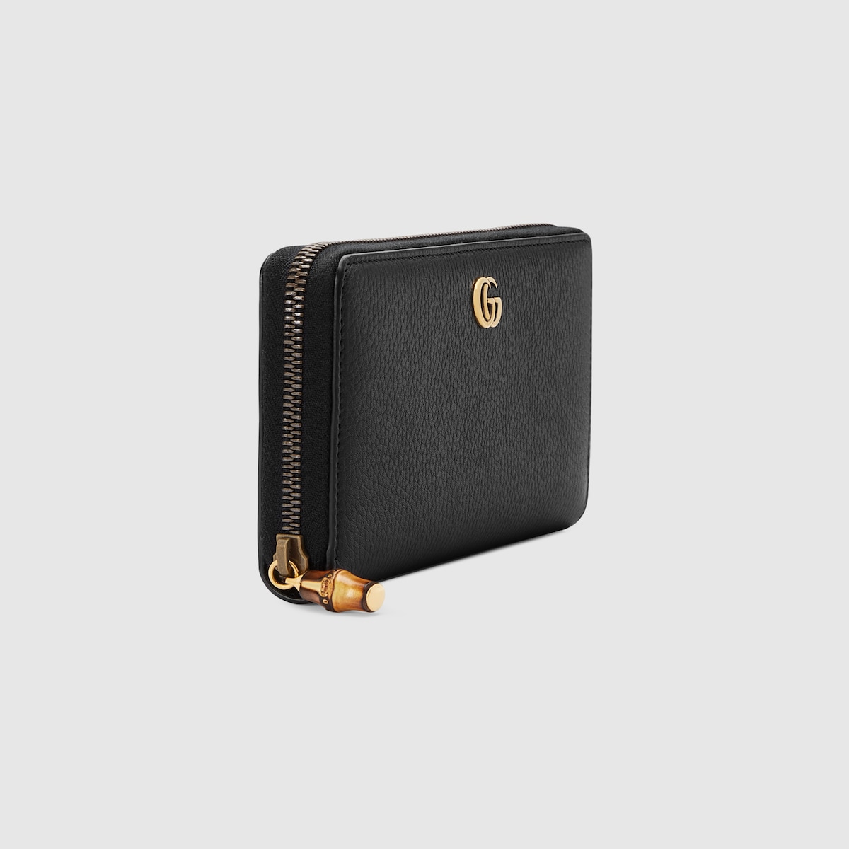 Zip around wallet with bamboo in black leather | GUCCI® US