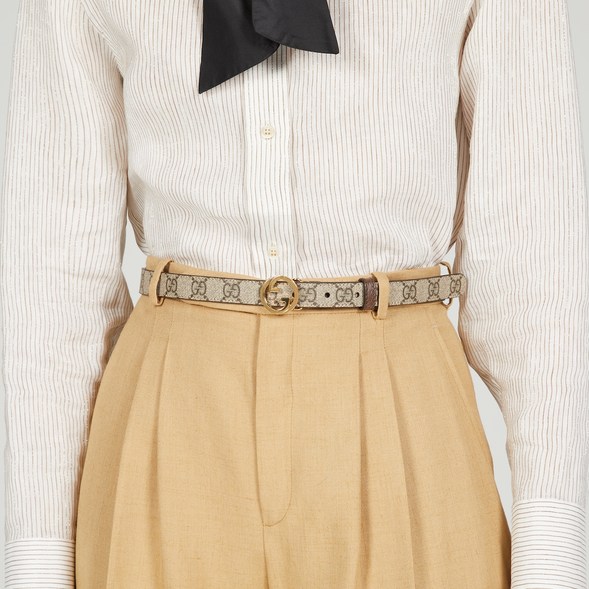 Ceinture fine Gucci Blondie en toile Supreme beige et b ne