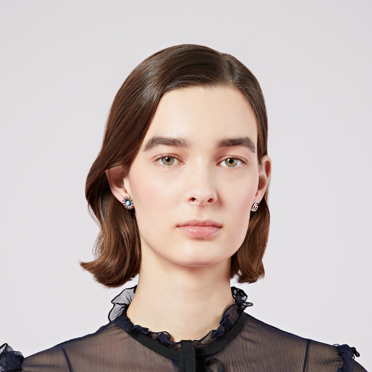 ゆりページ 925 Sterling Silver Double G Flower Stud Earrings | GUCCI® US