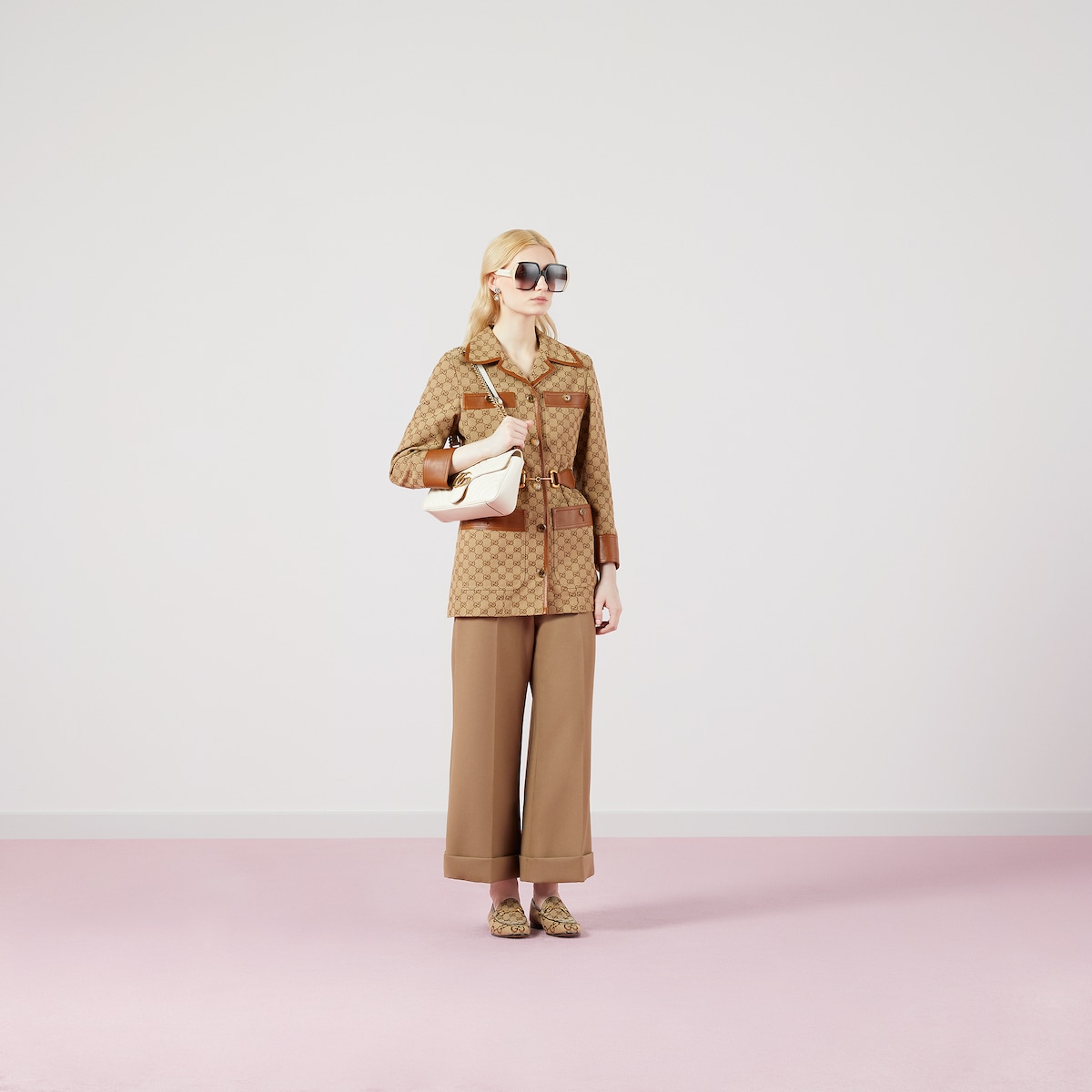 ウェブ ストライプ ベルト付き GGキャンバス ジャケット