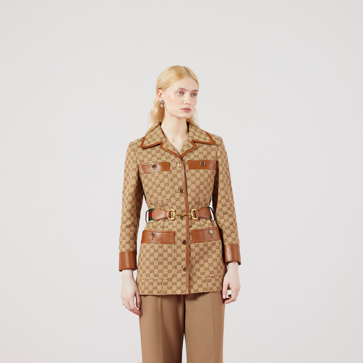 GG canvas jacket with Web belt