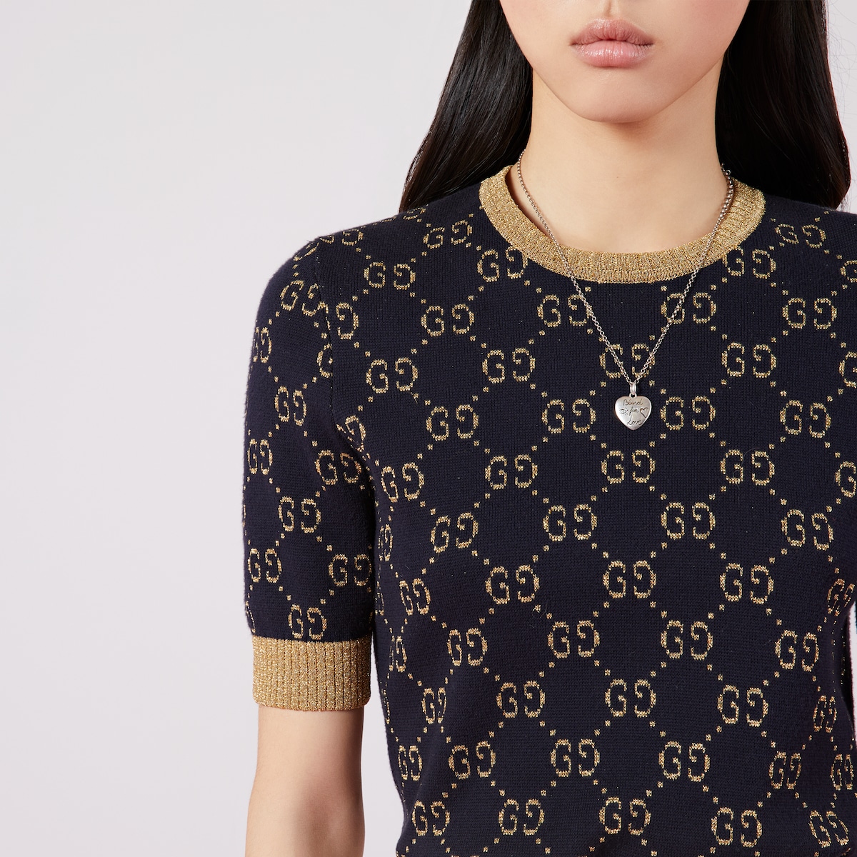 GUCCI グッチゴールド ラメ ファブリック GG GGコットンラメ ファブリック カーディガン ・ブルー/ゴールド