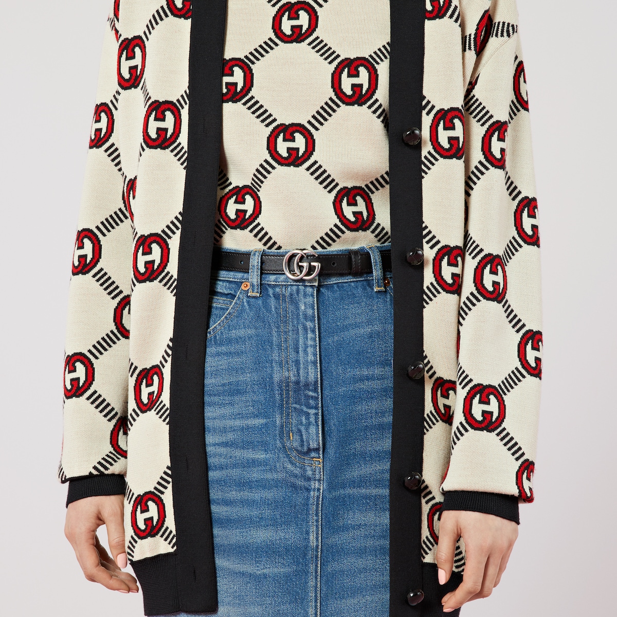 GG Marmont thin belt in black leather | GUCCI® US