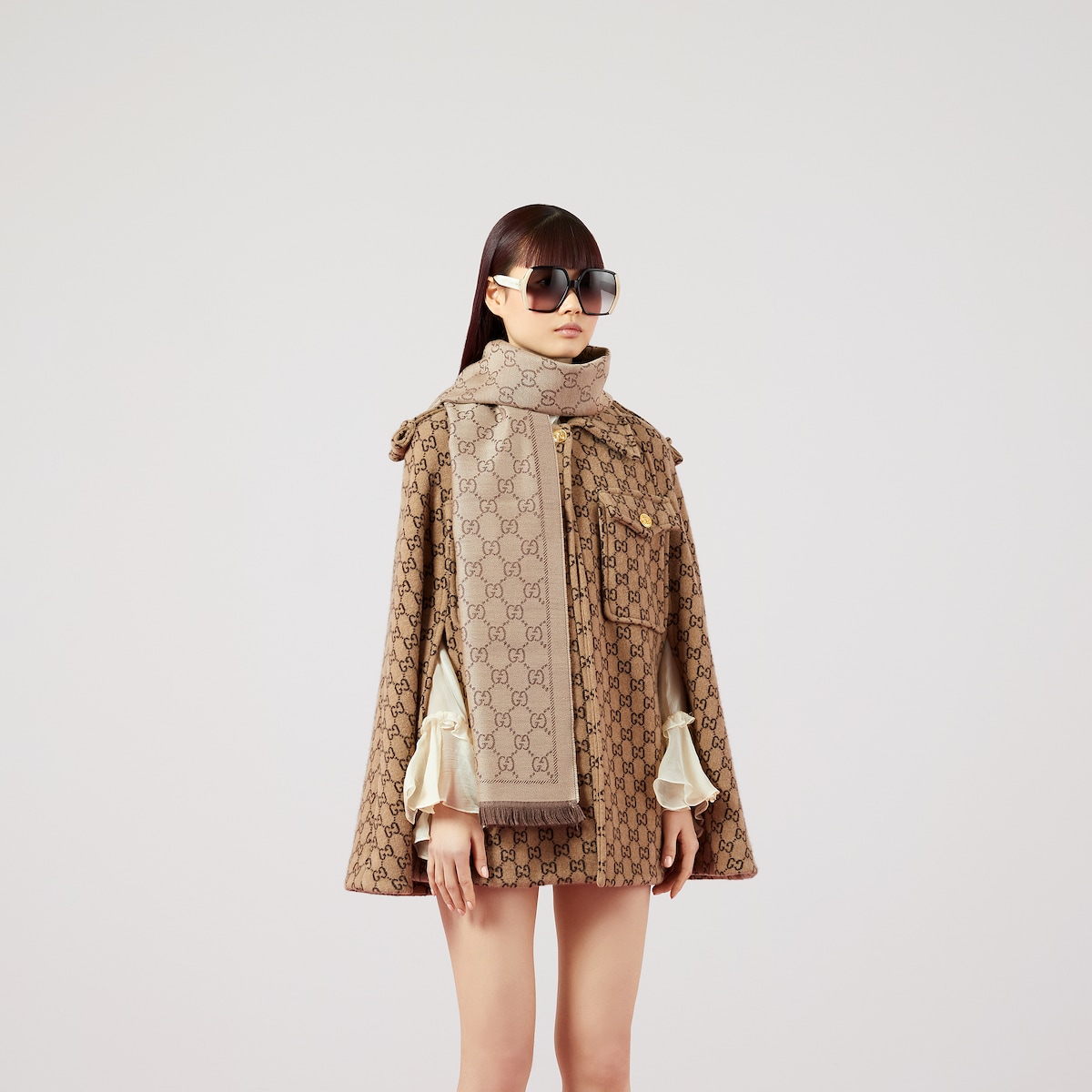 GG wool scarf in light brown | GUCCI® US