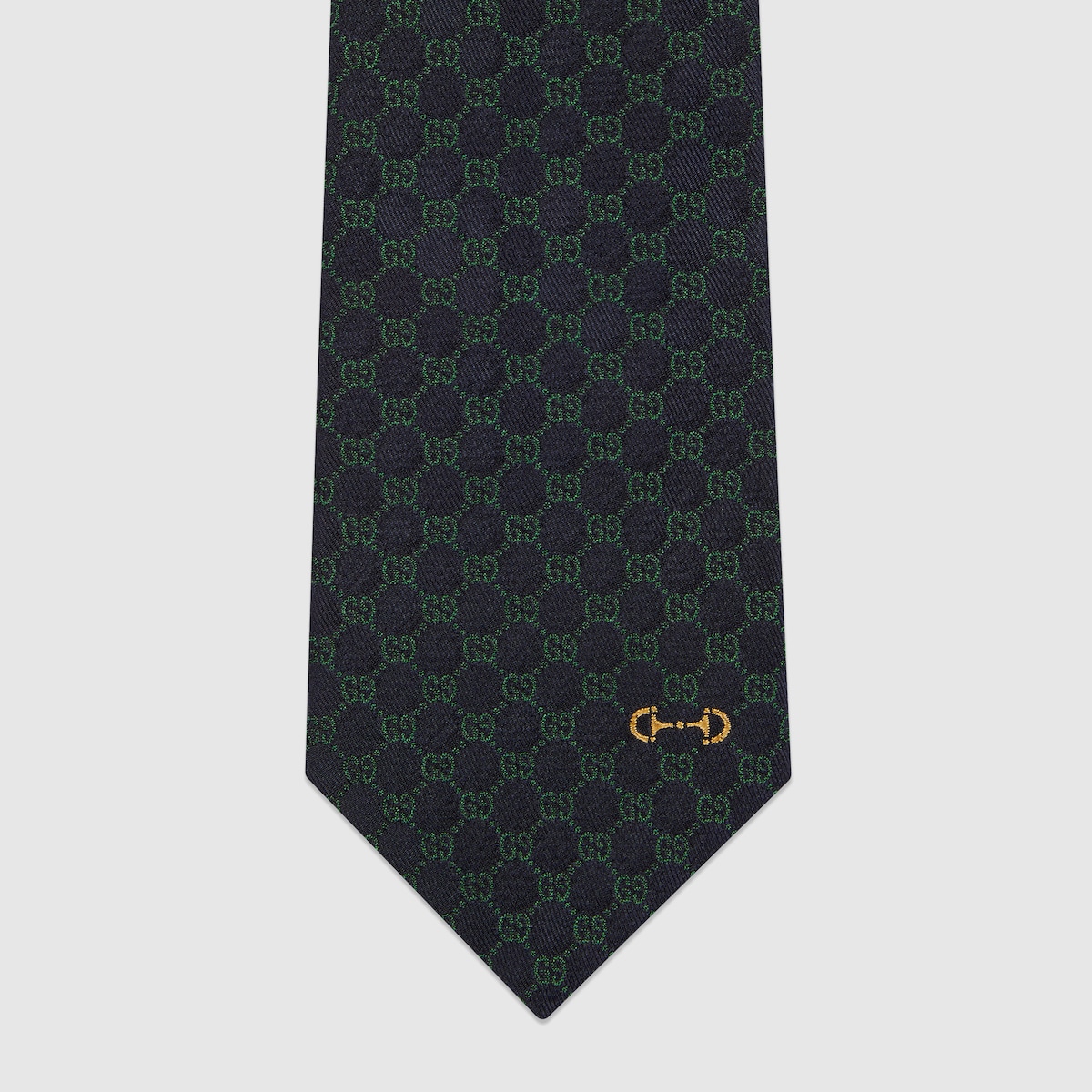 GG silk jacquard tie in dark blue and green | GUCCI® US