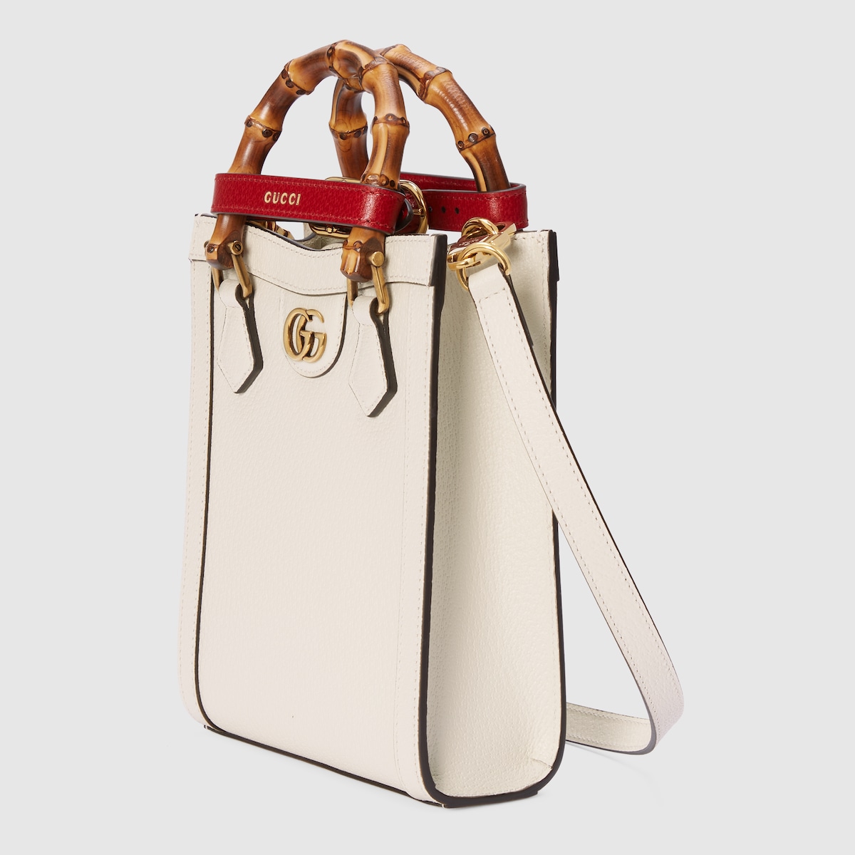 GUCCI ダイアナ　バンブー ホワイトレザートートバッグ 中古・古着通販】GUCCI (グッチ) ダイアナ スモール バンブー トート
