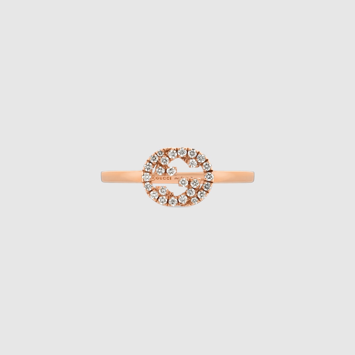 グッチ インターロッキング〕ダイヤモンド リング18K ピンク