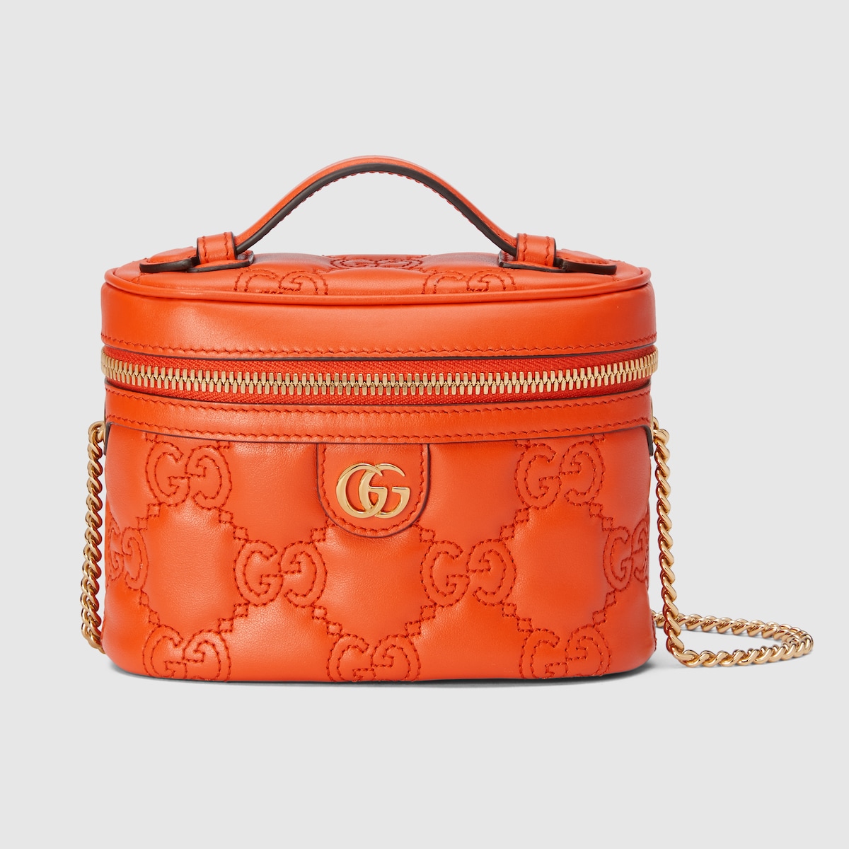 GGマトラッセ レザー 2WAY ショルダーバッグ オレンジ 723770 GG Matelassé top handle mini bag in orange leather | GUCCI® SG
