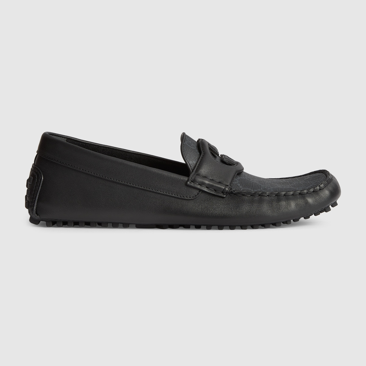 Men's Interlocking G driver in black leather | GUCCI® US