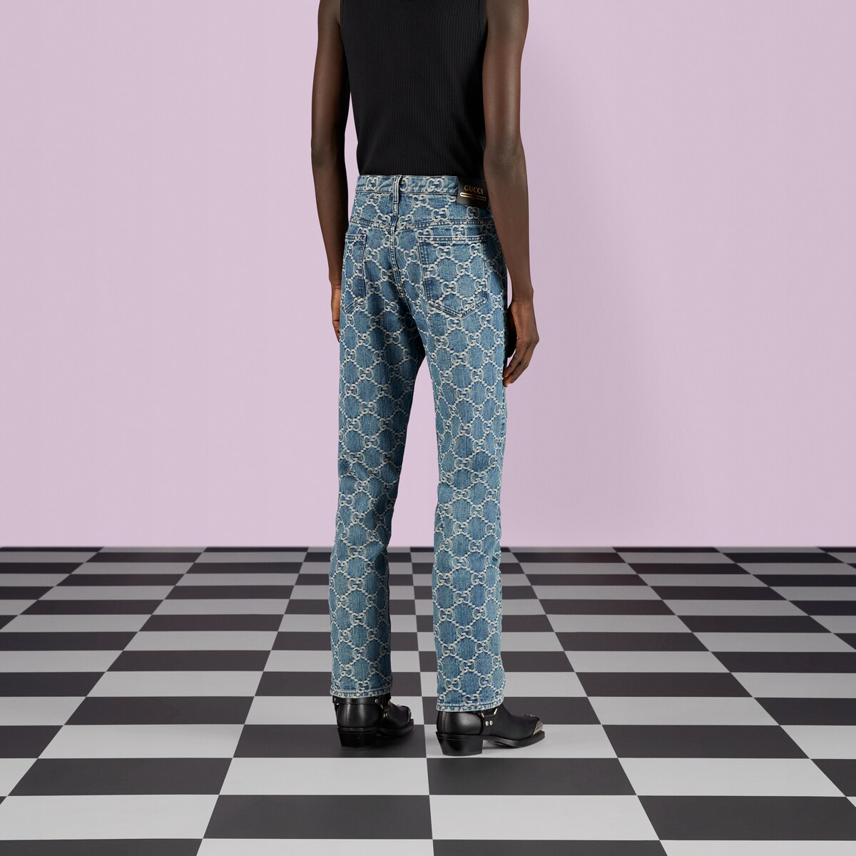 ぽいち GGジャカードデニム パンツ ・ブルー＆ホワイト | GUCCI公式