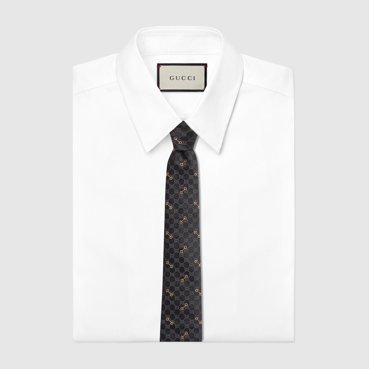 GG silk jacquard tie in black/grey | GUCCI® US