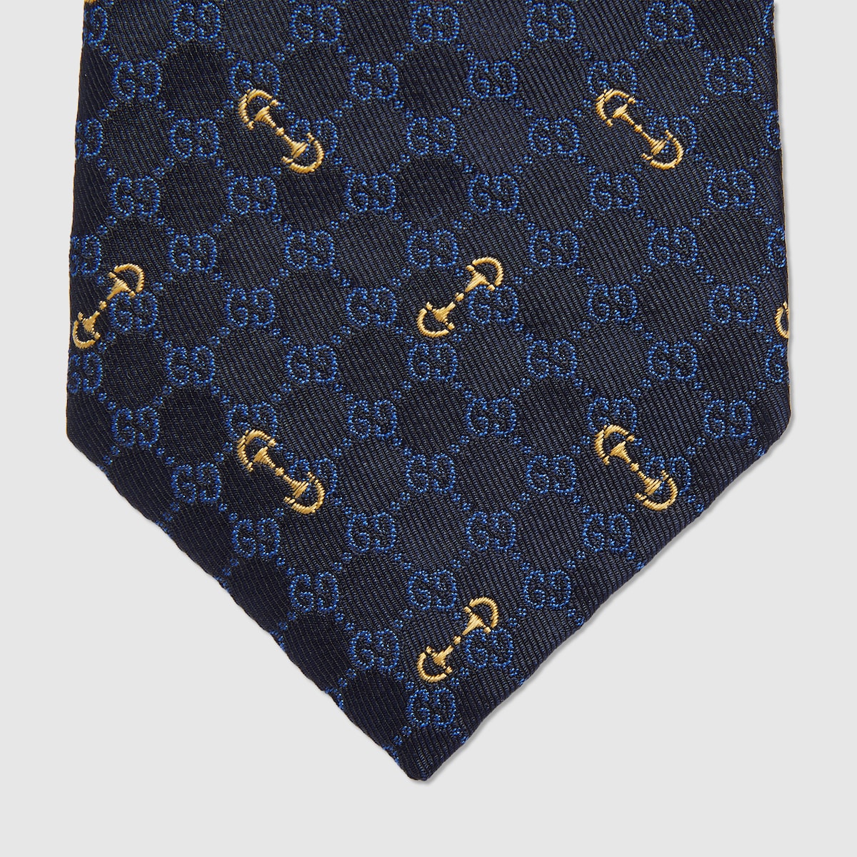 GUCCI - 100% SILK NECKTIE - DARK BLUE & DARK GREEN outlet & TAN ACCENTS ACCENTS