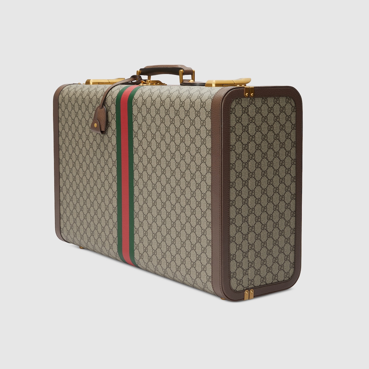 Gucci Savoy large suitcase in beige and ebony Supreme | GUCCI® US