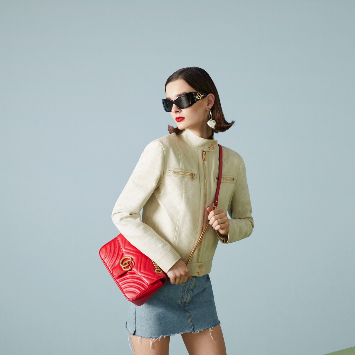 Sac paule GG Marmont petite taille en cuir rouge GUCCI FR