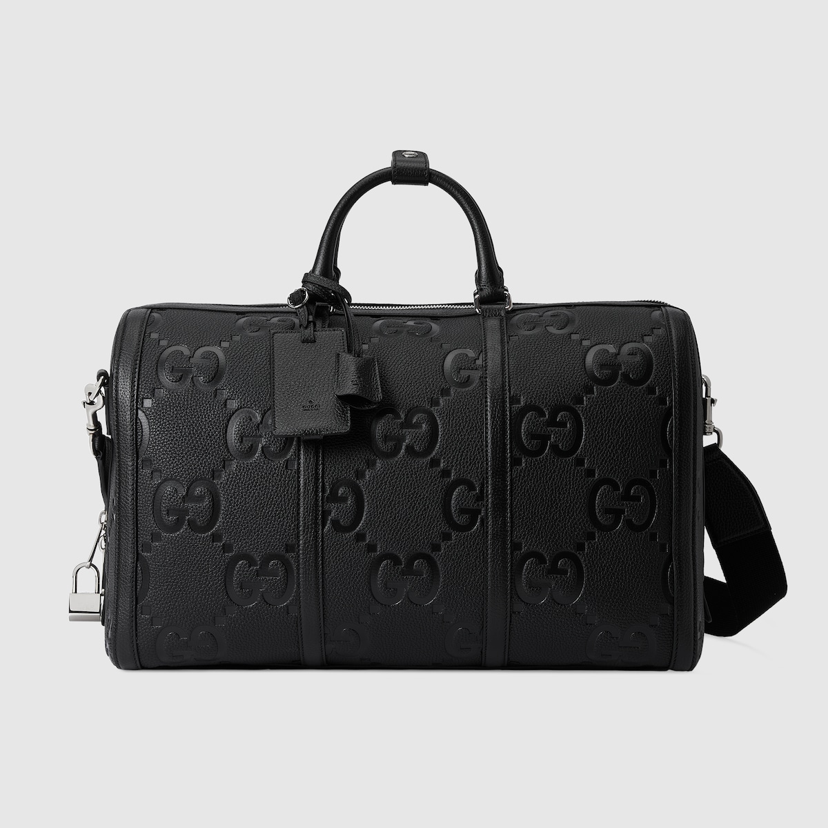 GG jumbo medium duffle bag in black leather | GUCCI® US