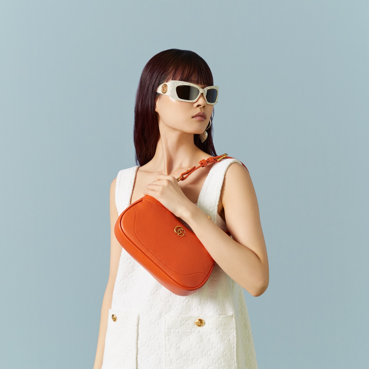 Aphrodite small shoulder bag in orange leather | GUCCI® SG Aphrodite small shoulder bag in orange leather | GUCCI® SG
