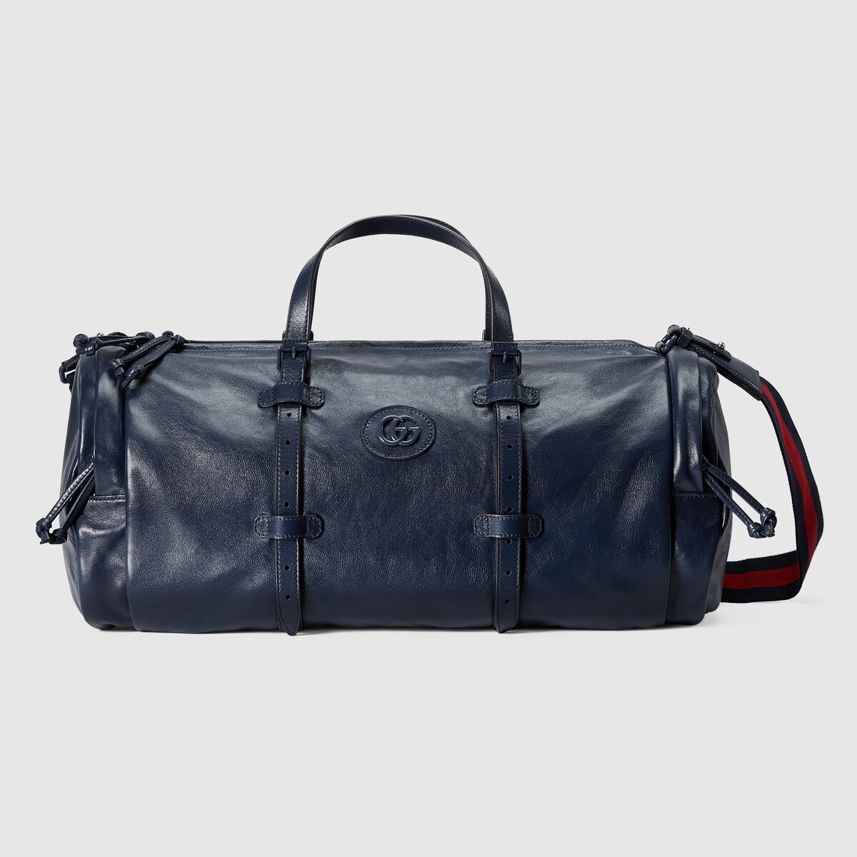 Large duffle bag with tonal Double G in dark blue leather | GUCCI ...
