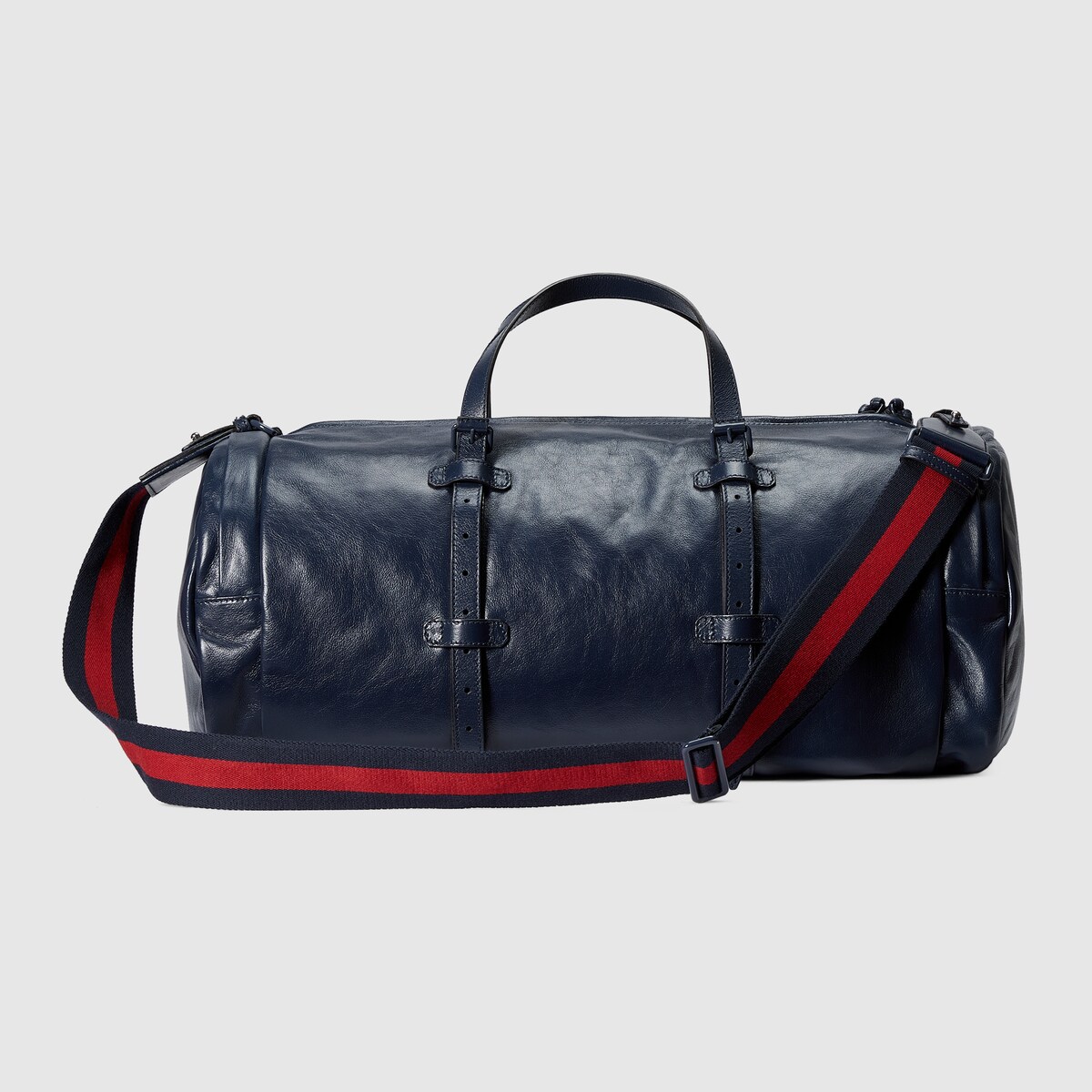 Large duffle bag with tonal Double G in dark blue leather | GUCCI ...