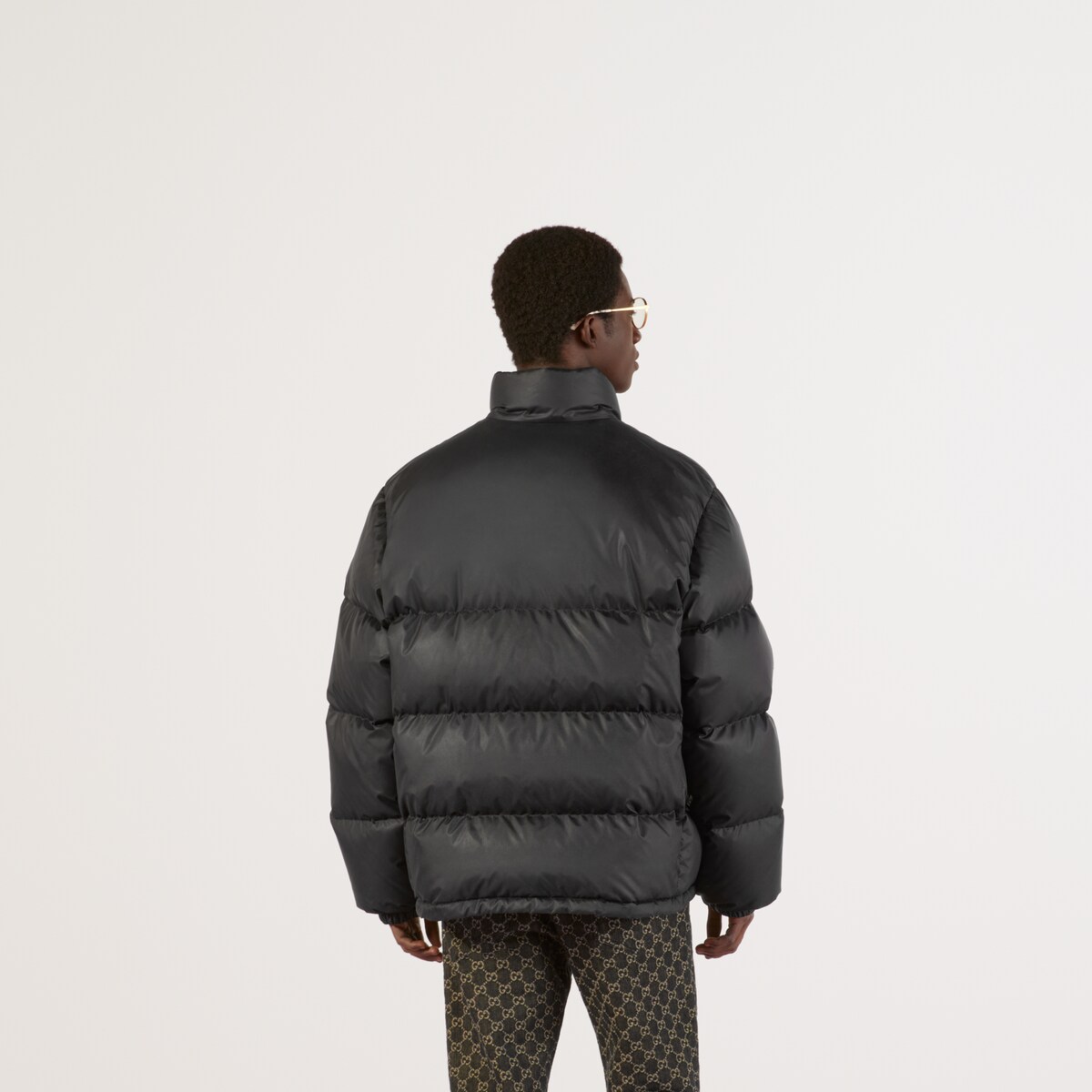 Water repellent down jacket in black | GUCCI® US