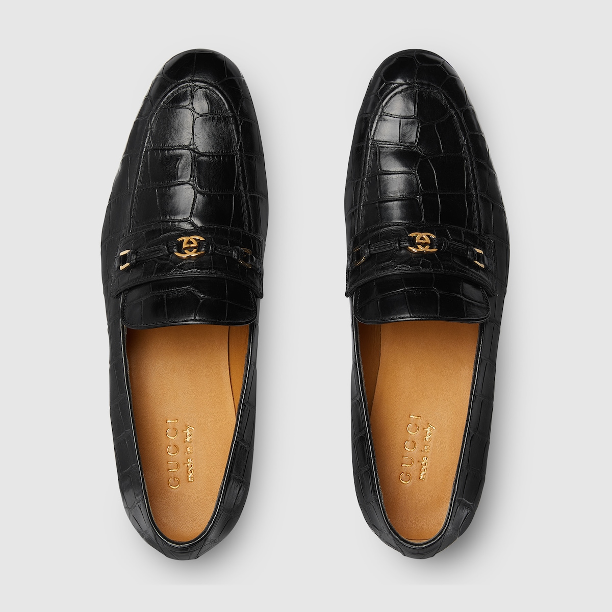 Men's loafer with Interlocking G in Black Precious Skins GUCCI® SI