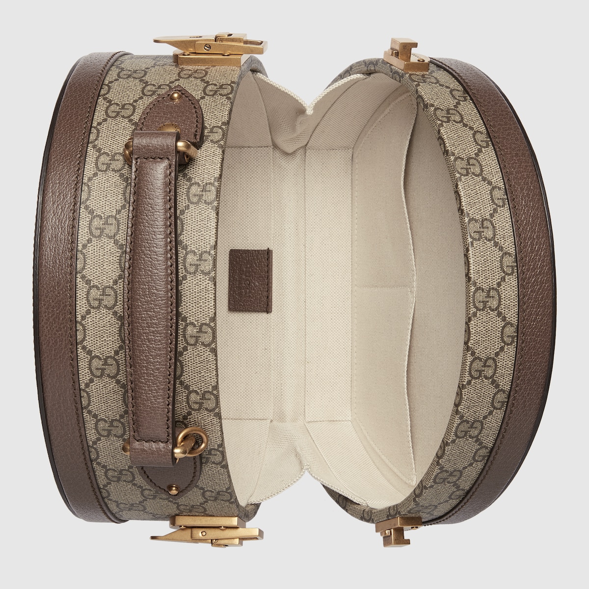 Gucci Savoy mini rigid hat box in beige and ebony Supreme | GUCCI® US