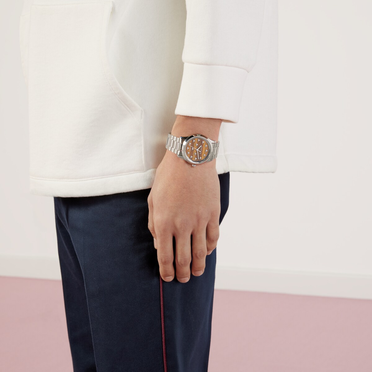 G-Timeless Uhr mit Bienen, 38 mm in Stahl | GUCCI® DE