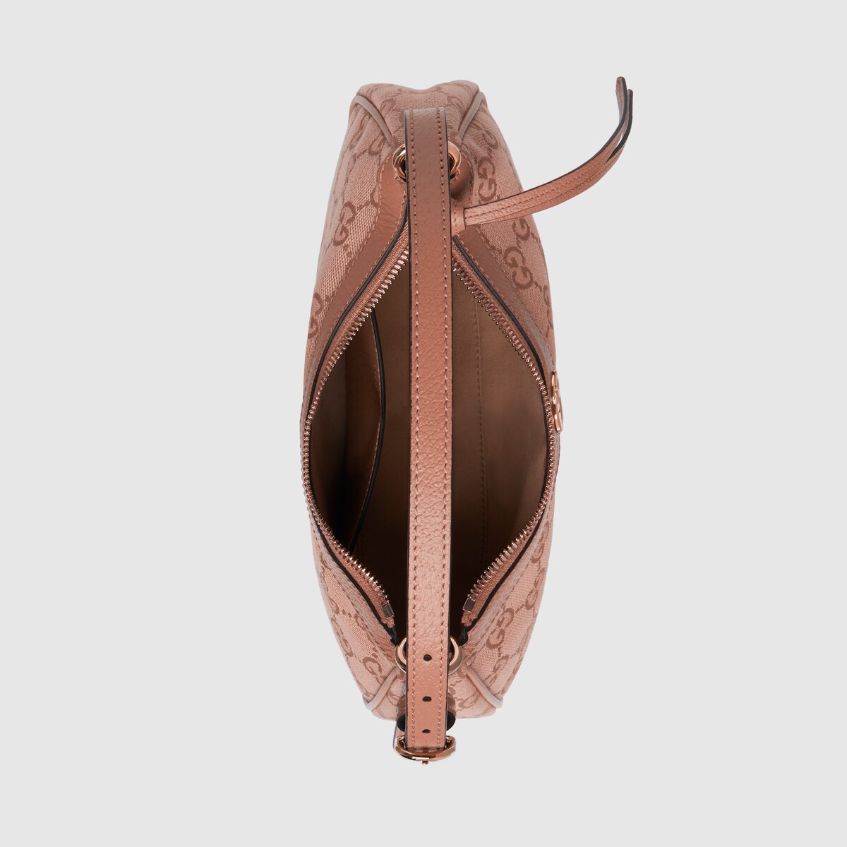 OPHIDIA GG SMALL 25 HANDBAG IN LIGHT PINK CANVAS AND CALFSKIN