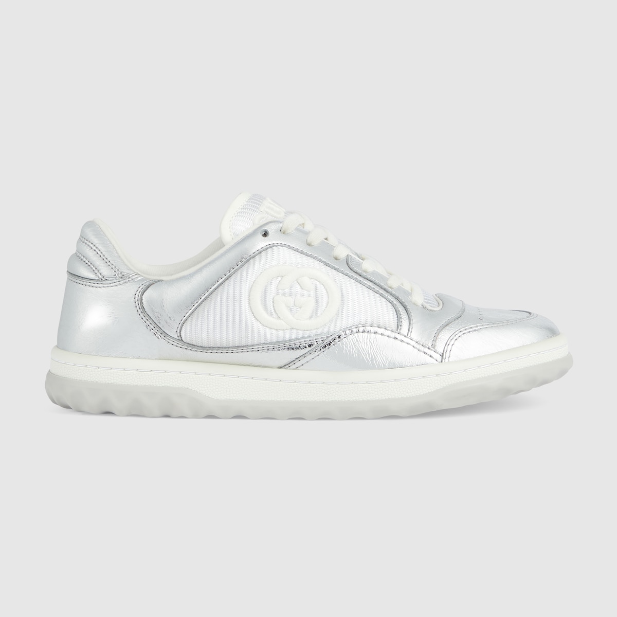 Women's MAC80 sneaker in metallic silver leather | GUCCI® US