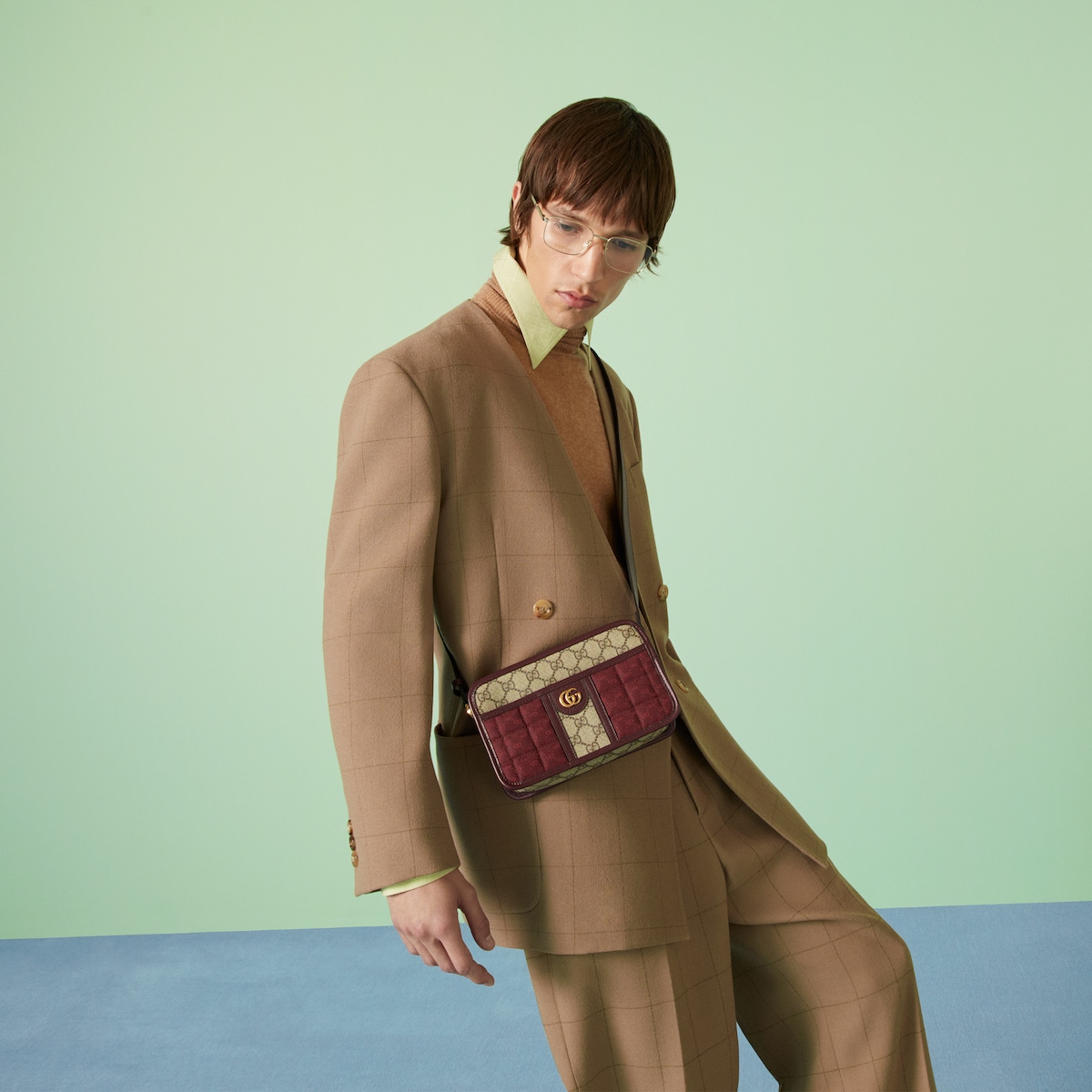 Mini GG canvas mini shoulder bag in burgundy GG canvas | GUCCI® SG