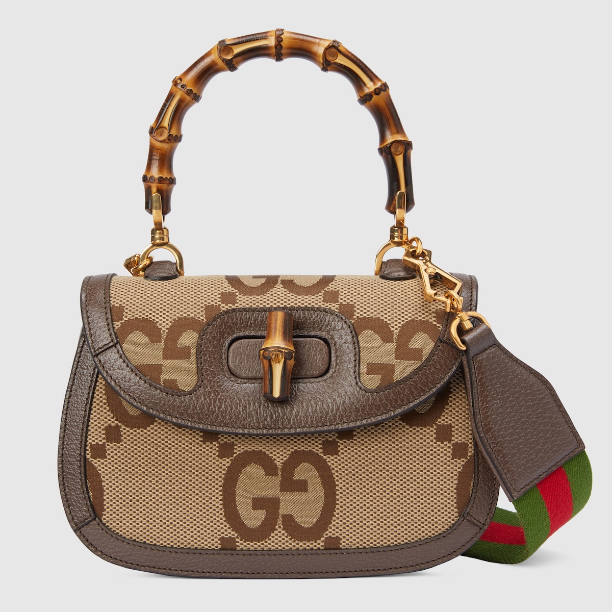 Borsa a mano Gucci Bamboo 1947 con jumbo GG misura piccola in