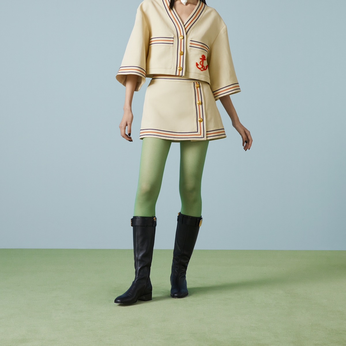 GUCCI GGリネンキャンバスプリーツスカート GG canvas skirt in camel and ebony | GUCCI® US