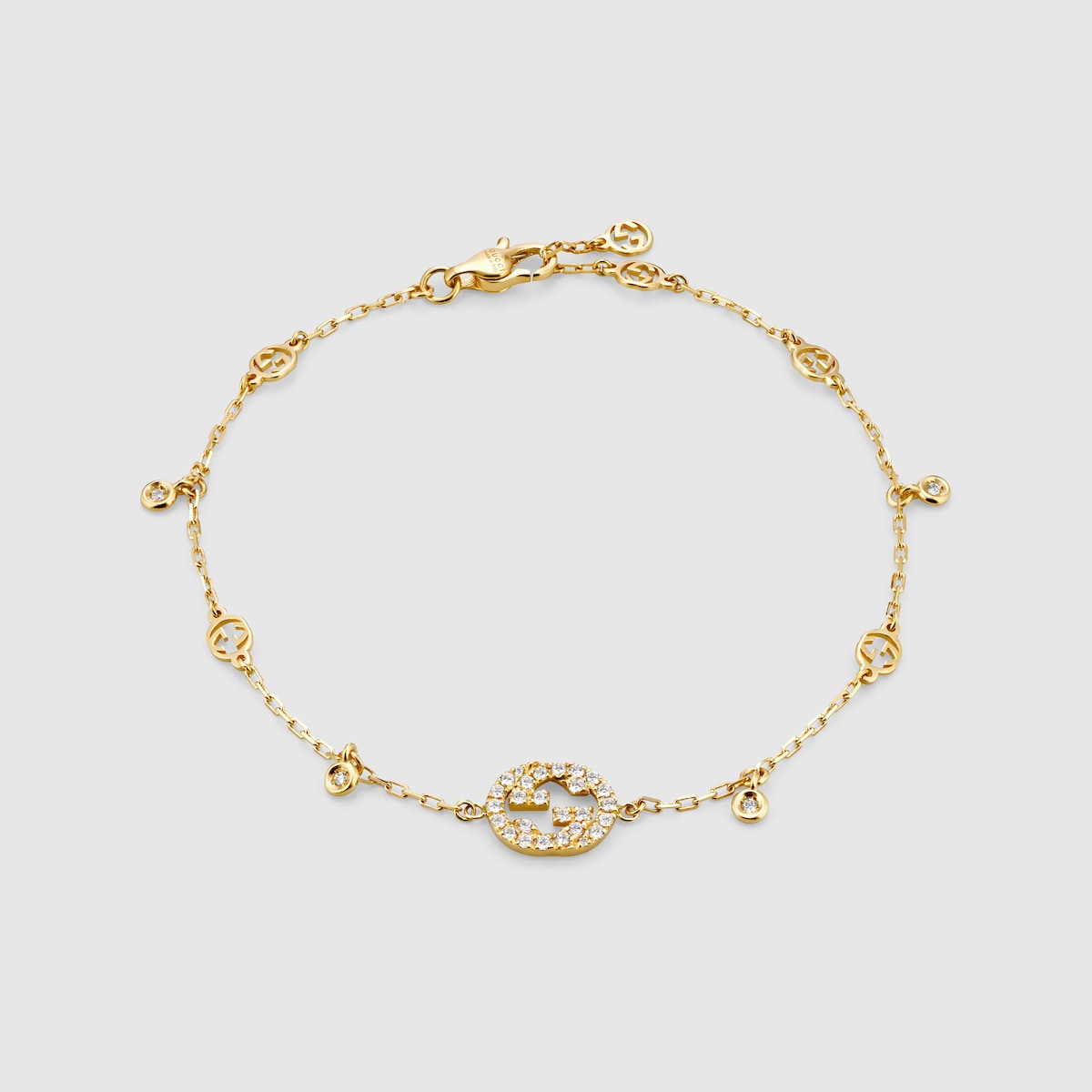 Gucci Interlocking Armband mit Diamanten in 18-karätiges Gelbgold  