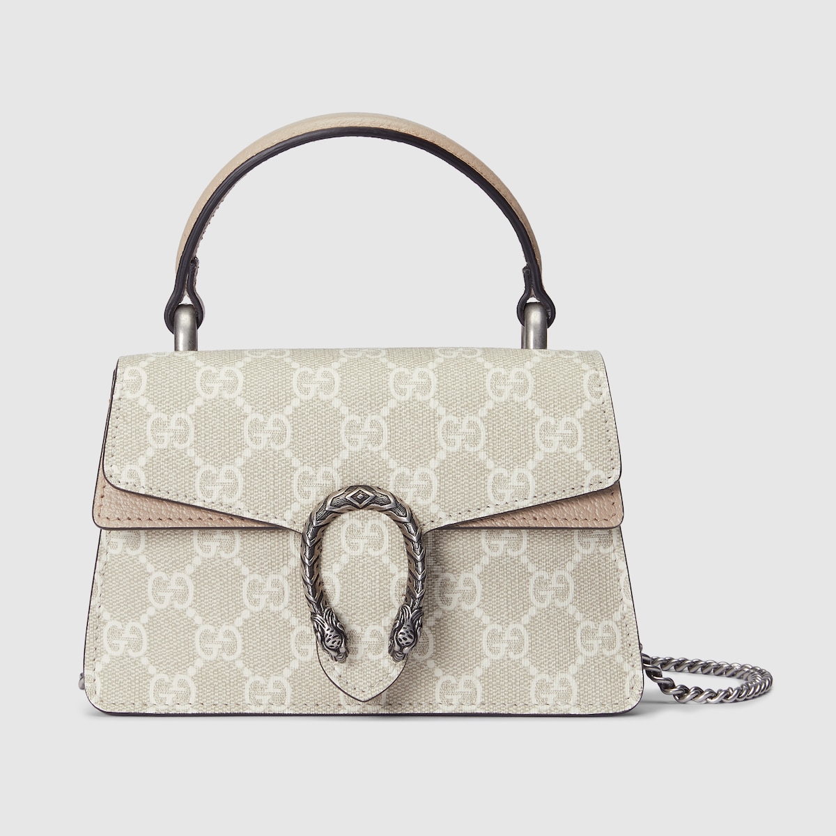 Mini borsa a mano Dionysus in tessuto Supreme beige e bianco