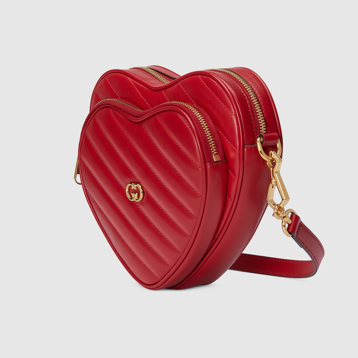 Mini-Schultertasche in Herzform mit GG in rotes Leder | GUCCI® DE