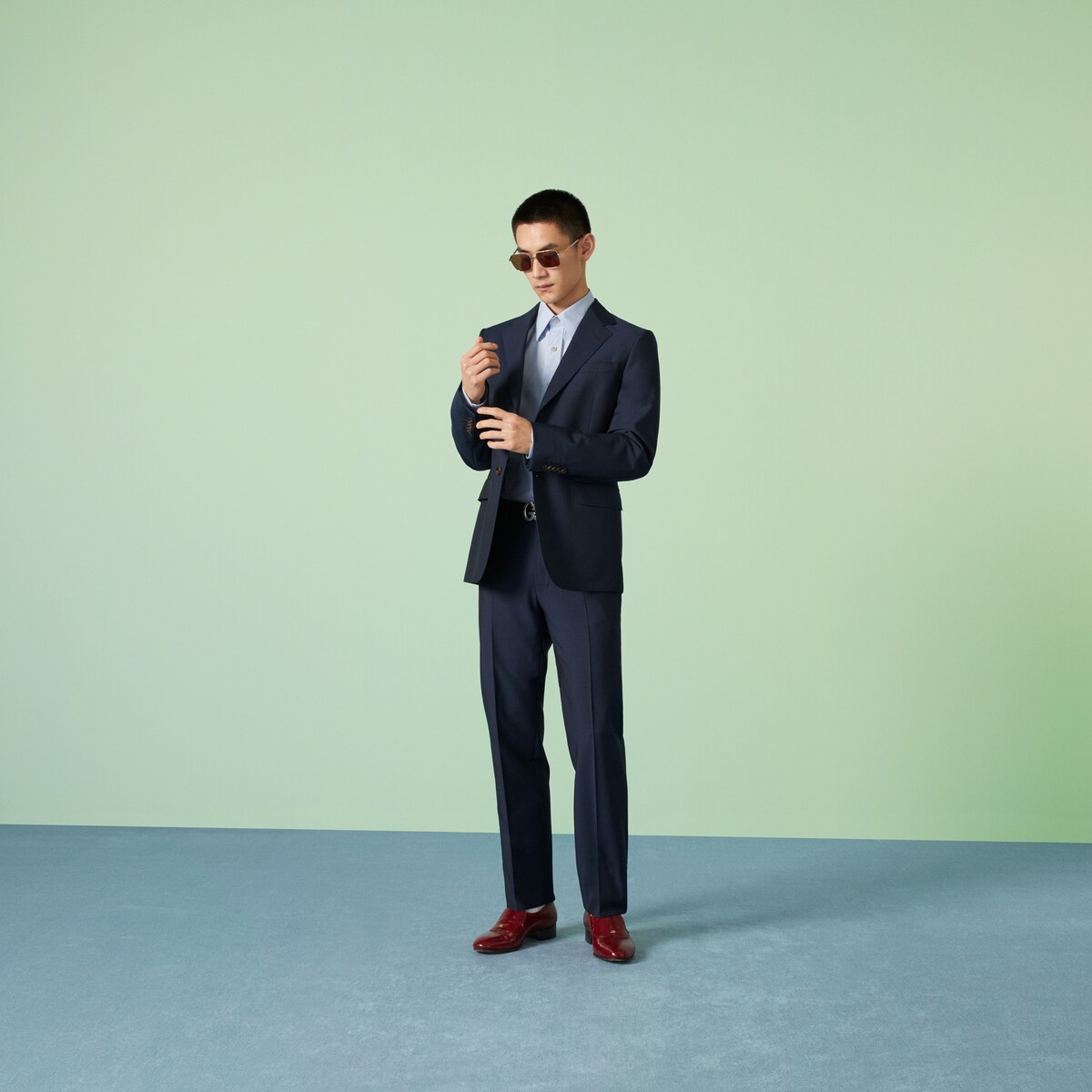 Traje formal de lana de angora en azul oscuro GUCCI ES