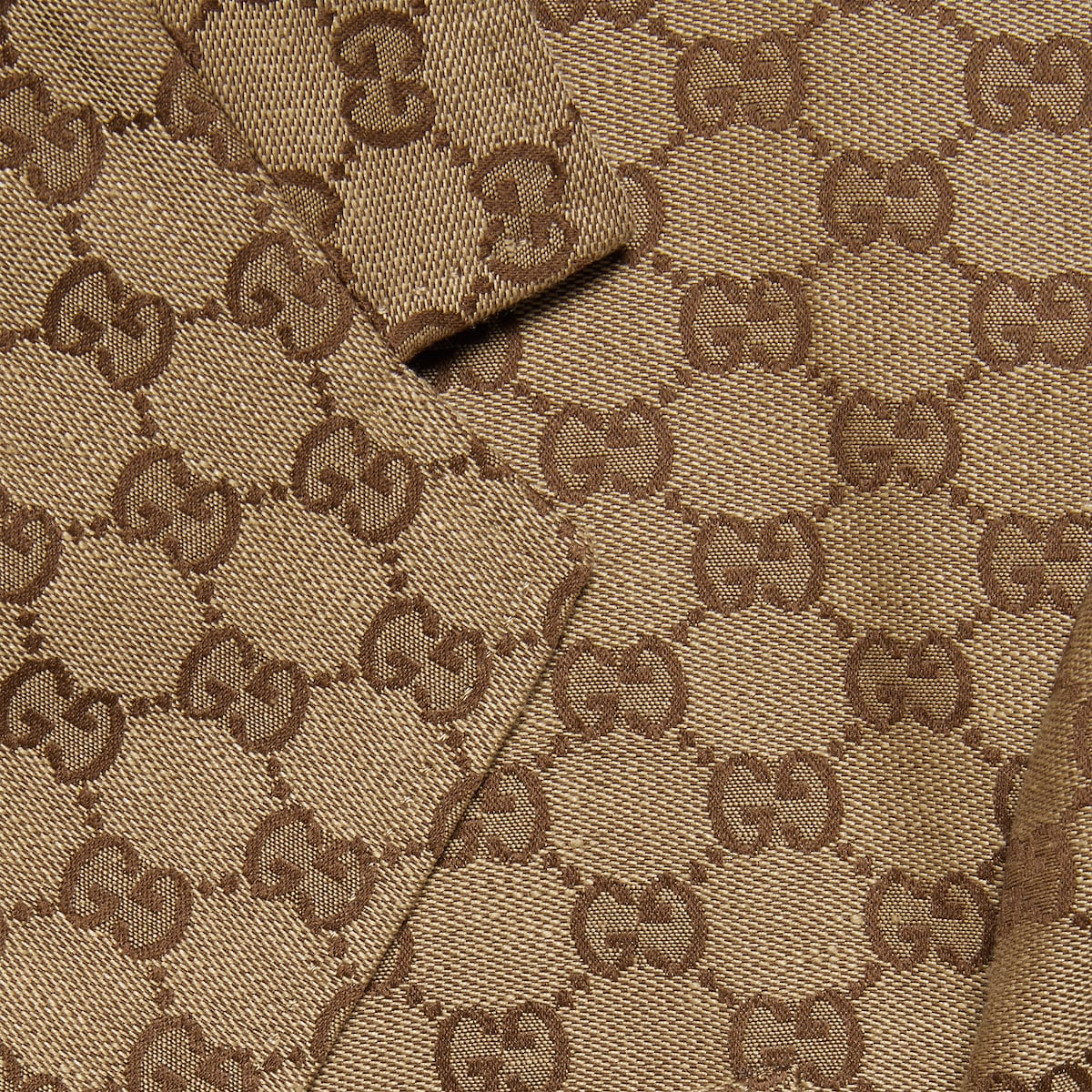 GG linen blend canvas formal jacket in camel and ebony GUCCI AE